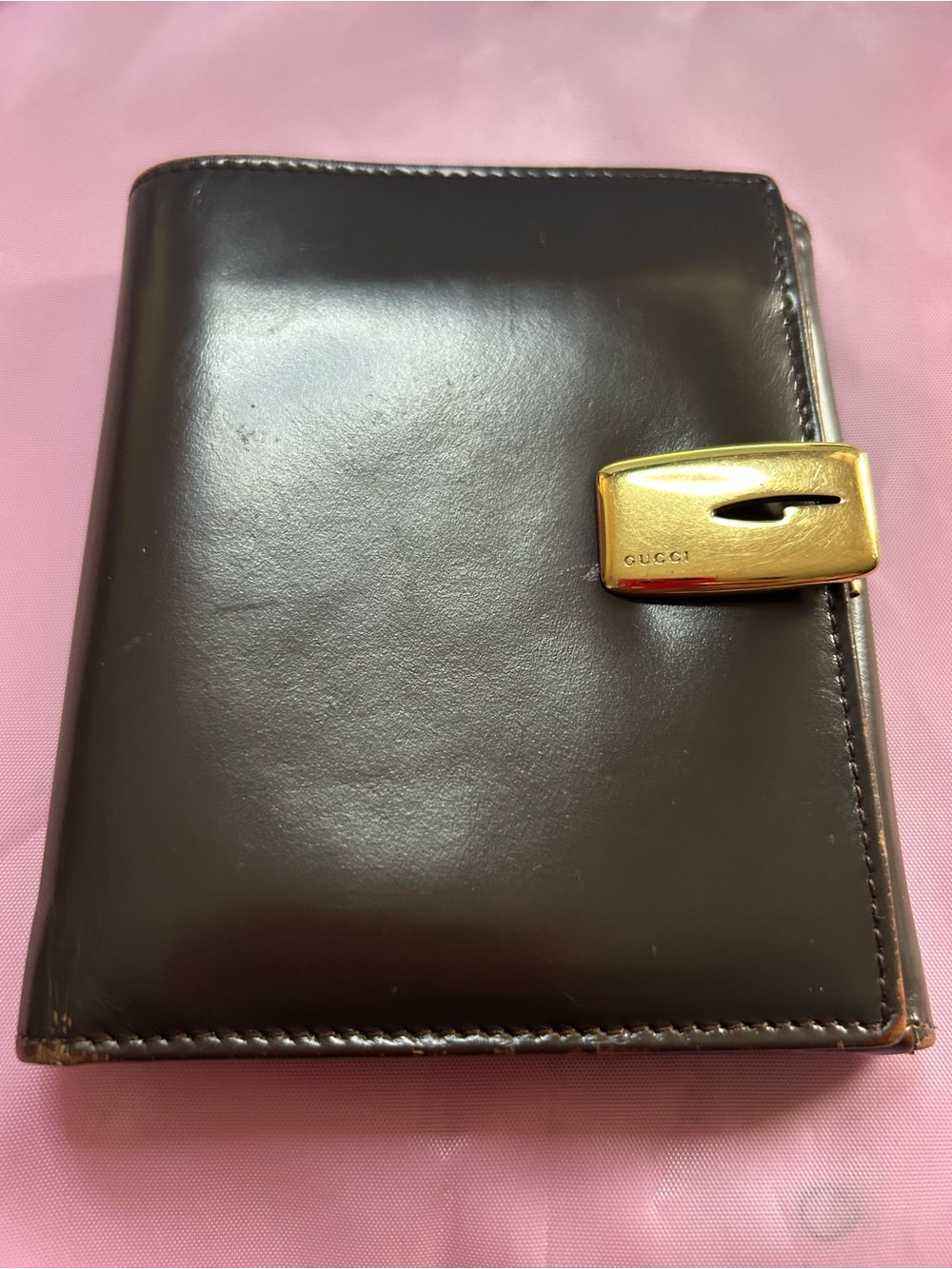 Gucci Black Leather wallet with Gold Hardware